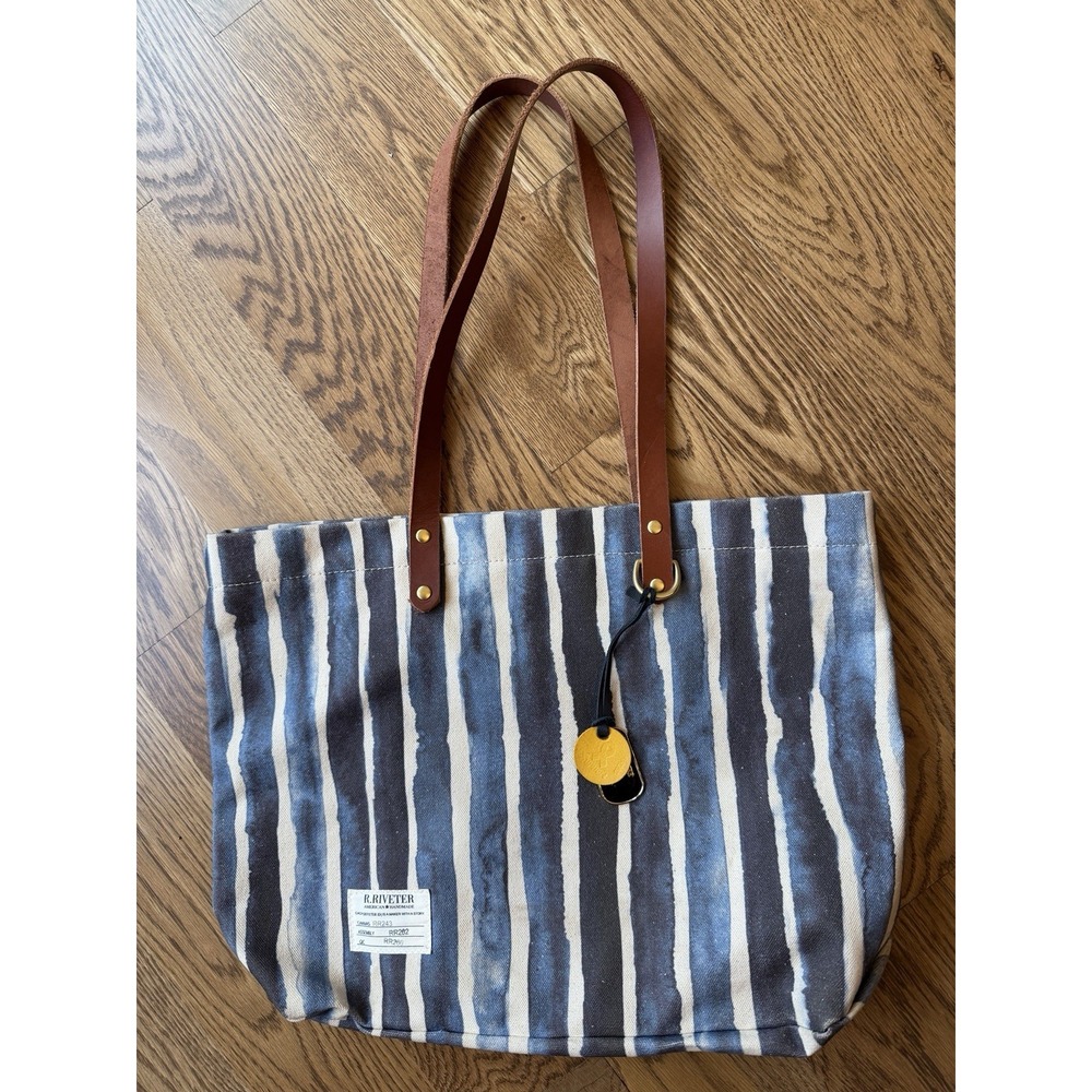 R Riveter Otto Striped Canvas Tote Bag Handmade